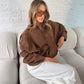 Suede Style Oversized Jacket - Chocolate