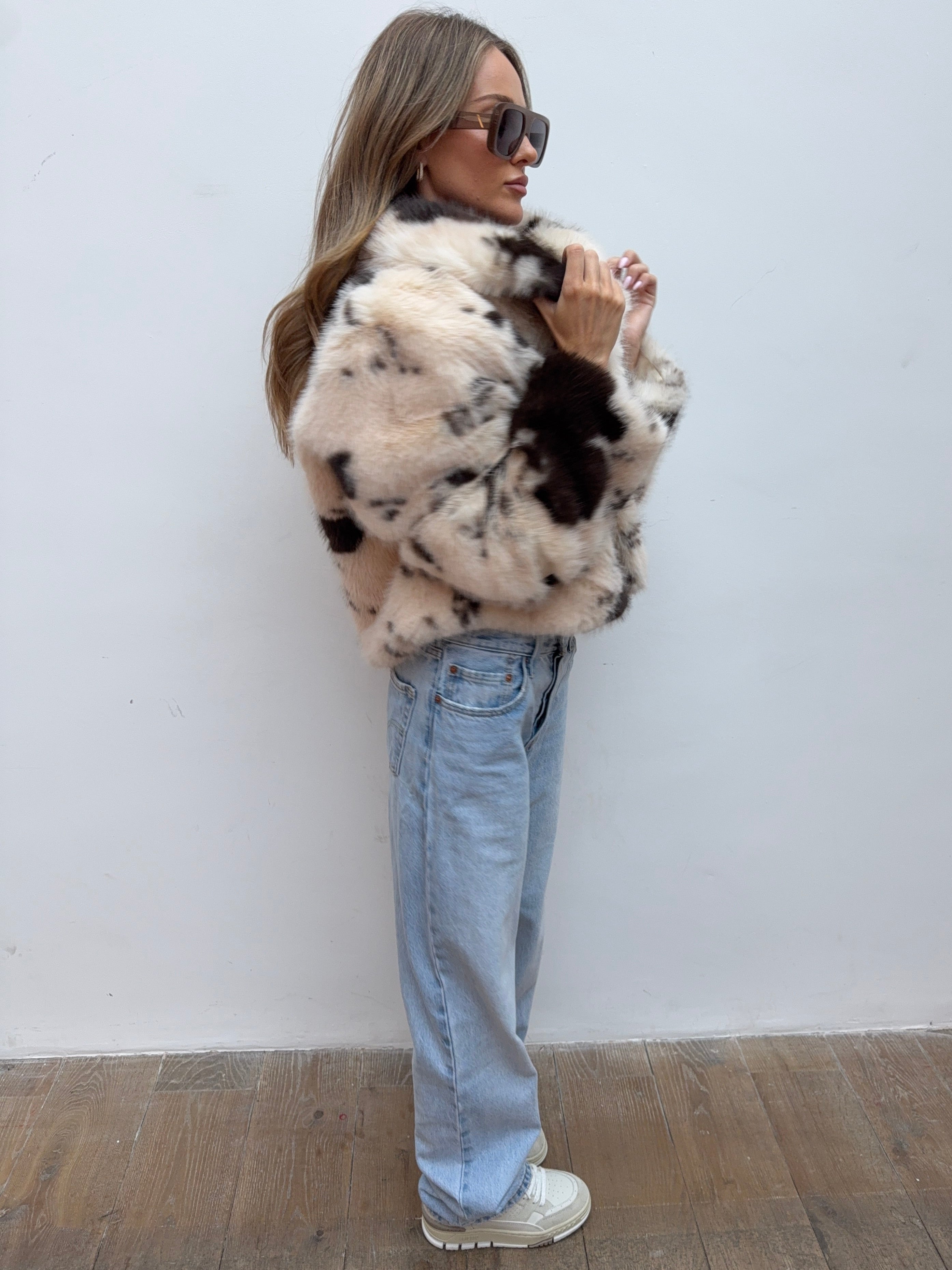 moo-moo cow fur coat Faux Fur Cow Hide XS Clothing