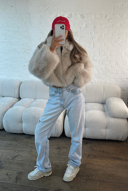 Faux Fur Jacket - Sand