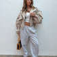 Balloon Sleeve Cropped Trench Jacket - Cream