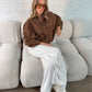 Suede Style Oversized Jacket - Chocolate