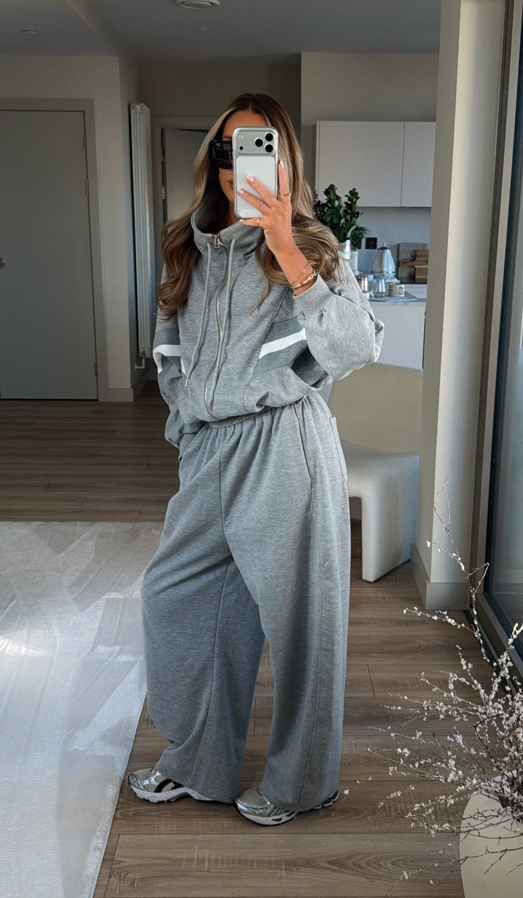 Contrast Funnel Neck Jacket - Grey