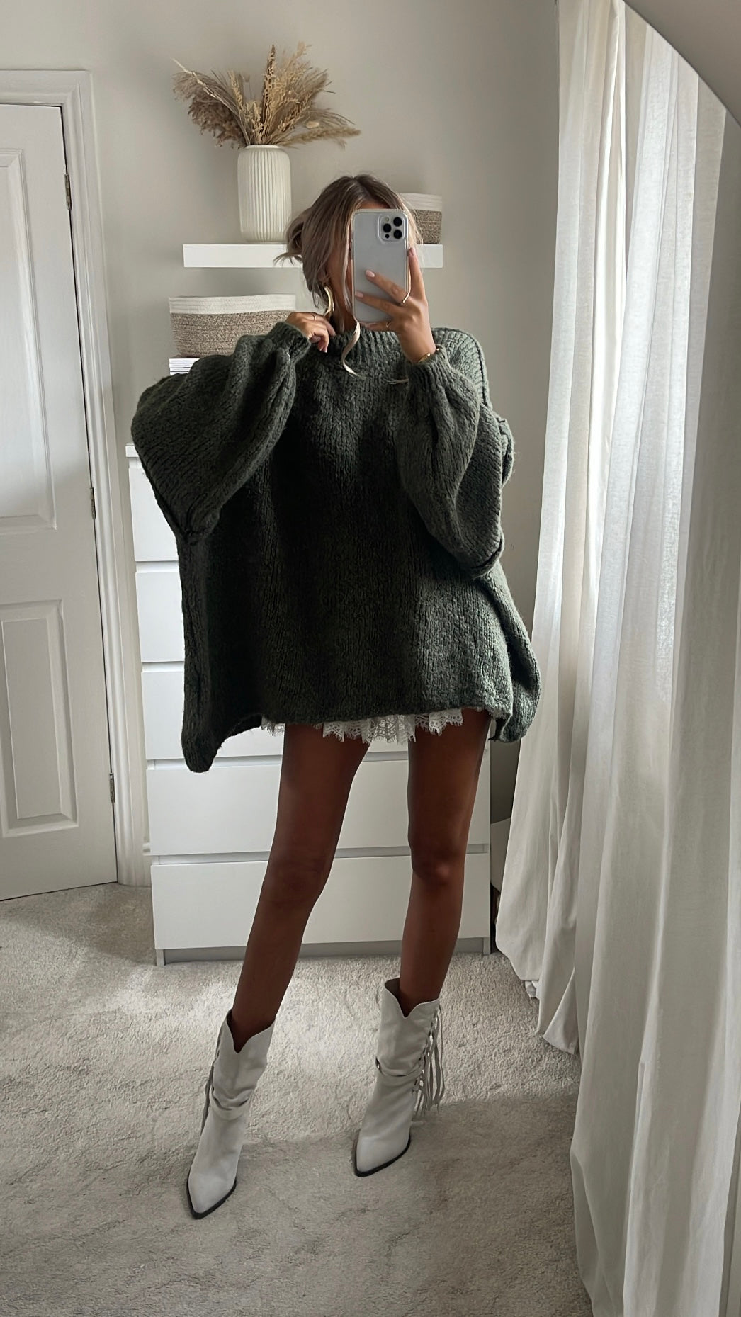 Oversized Knit Jumper - Khaki