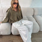 Suede Style Oversized Jacket - Khaki