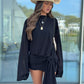 Amante Long Sleeve Wrap Dress and Sarong Co-Ord - Black