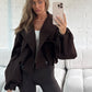 Balloon Sleeve Cropped Trench Jacket - Brown