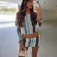 Solara Stripe Top/Skirt Co-Ord - Blue/Brown