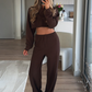 Waffle Lounge Set Tracksuit - Brown