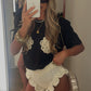 Handmade Ruffle Scalloped Mini Shorts - Ivory