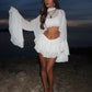 Fleur Ruffle Sleeve Frill Shorts Co-Ord - Ivory