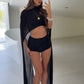 Gia Long Line Cape Top - Black