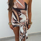 Rio Bodysuit/Sarong Co-Ord - Brown Print