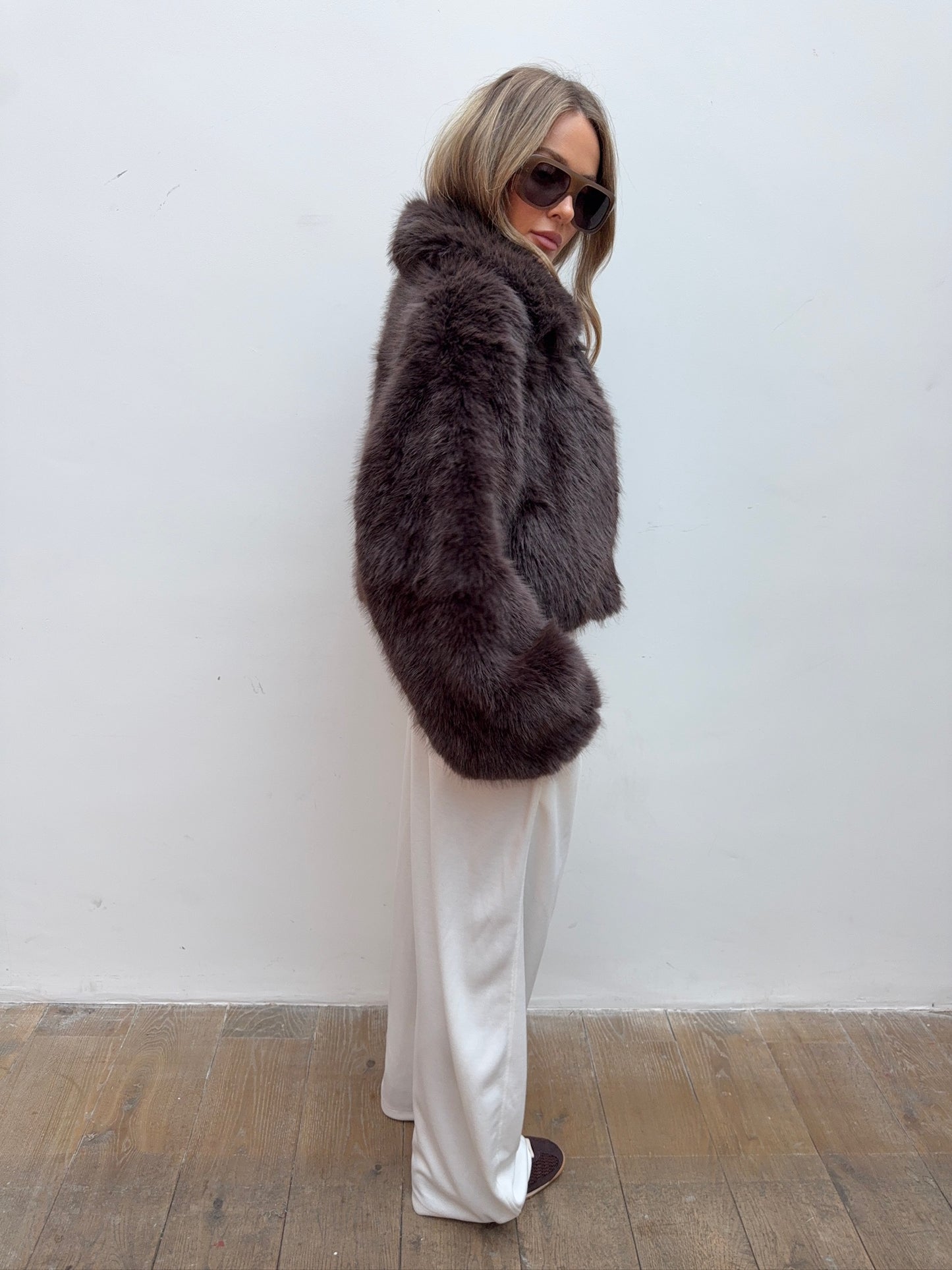 Faux Fur Jacket - Brown