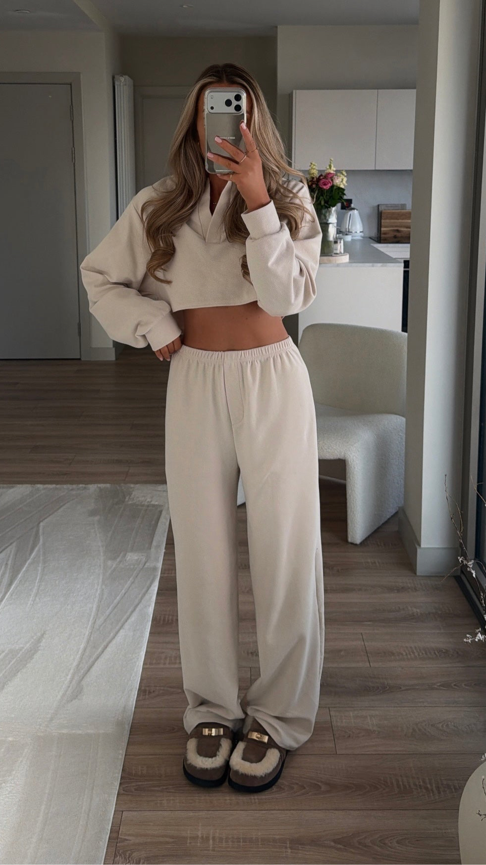 Waffle Lounge Set Tracksuit - Stone