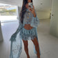 Rhode Ruffle Shorts/Cape Co-Ord - Blue