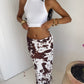 Texas Cow Print Marina Maxi Skirt