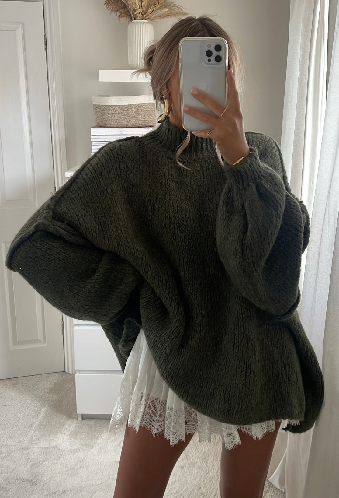 Oversized Knit Jumper - Khaki