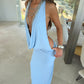 Riviera Plunge Maxi Dress - Blue
