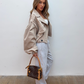 Balloon Sleeve Cropped Trench Jacket - Cream