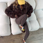 Faux Fur Jacket - Brown