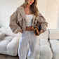Balloon Sleeve Cropped Trench Jacket - Cream