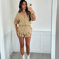 Tulum Frill Shorts Set - Camel