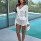 Verde Ruffle Knit Shorts/Cardigan Co-Ord - Ivory