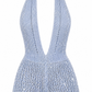 Astrid Crochet Knit Plunge Playsuit - Blue