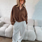 Suede Style Oversized Jacket - Chocolate