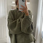 Oversized Knit Jumper - Olive