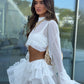 Fleur Ruffle Sleeve Frill Shorts Co-Ord - Ivory