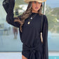 Amante Long Sleeve Wrap Dress and Sarong Co-Ord - Black